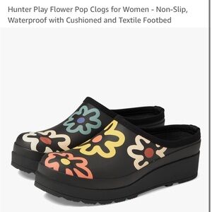 Hunter Black Mules Waterproof Non-Slip